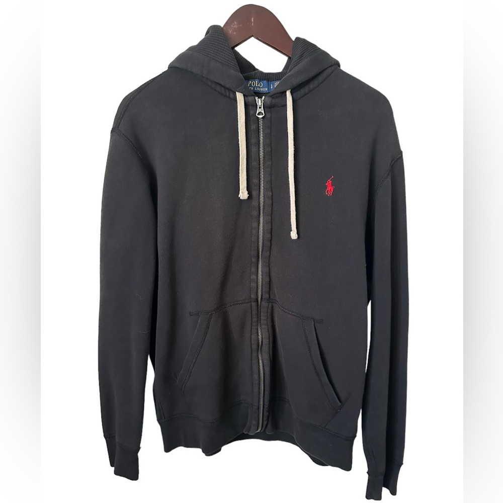 Black Polo by Ralph Lauren Fleece Full- Zip Hoodie (L) Authentication QR code